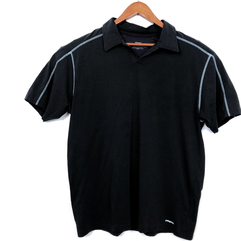 Mens Patagonia xl Black Soft Short Sleeve Polo